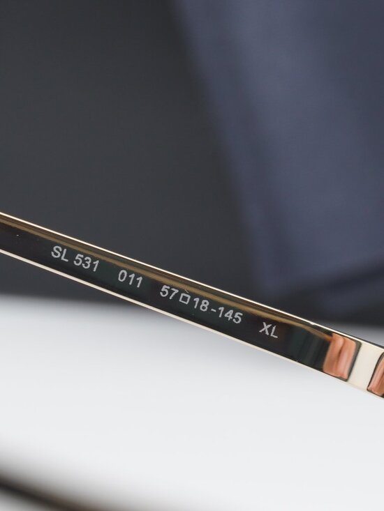 Saint Laurent SL531 011 Aviator Sunglasses - Gold / Green